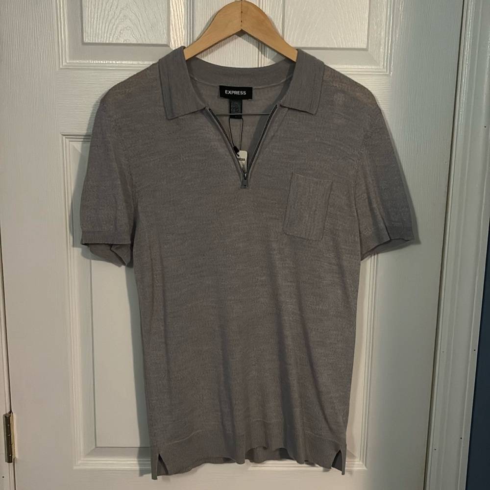 New With Tags- Men’s Grey Zip Polo. Size S